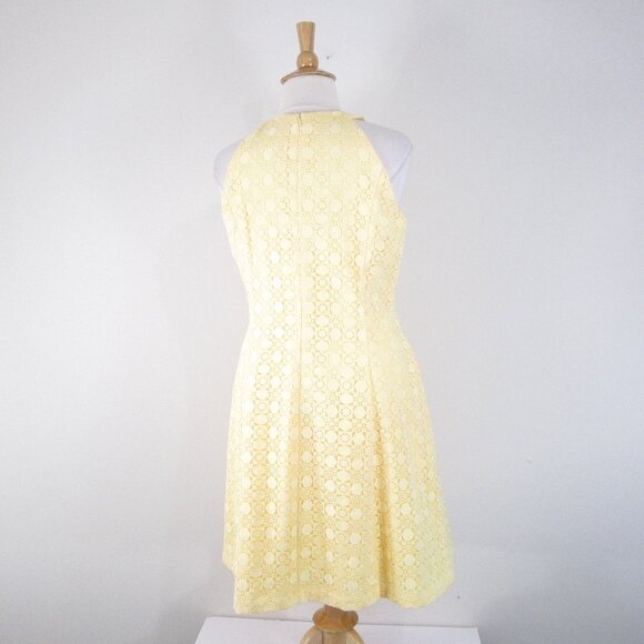 White House Black Market Plus Size Yellow Lace Halter A-Line Fit Flare Dress 16 - Picture 8 of 12
